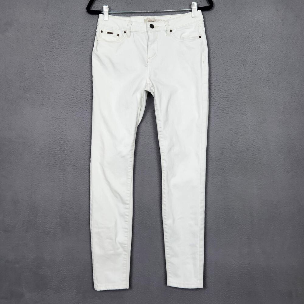 PrAna Jeans Womens 6/28 White Skinny Slim Fit Mid Rise Stretch Denim Pants